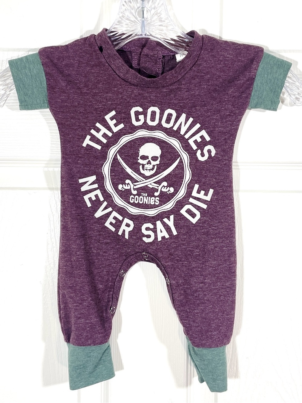 The Goonies purple baby onesie